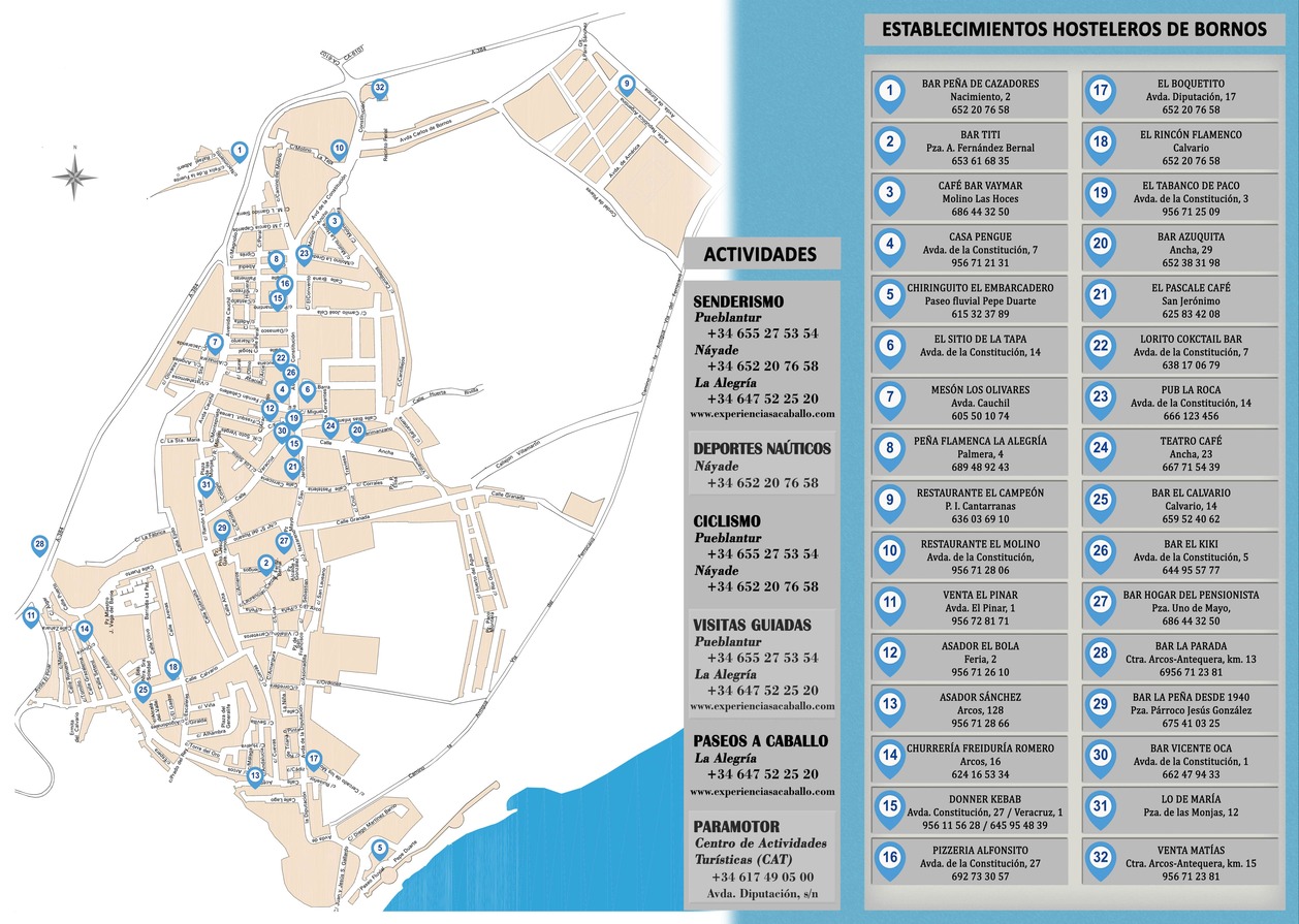 Map of the Restaurants, bars and grills.Bornos